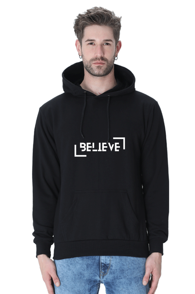 Believe Hooded Sweatshirt & Joggers Combo - Black